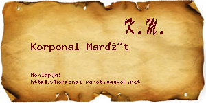Korponai Marót névjegykártya